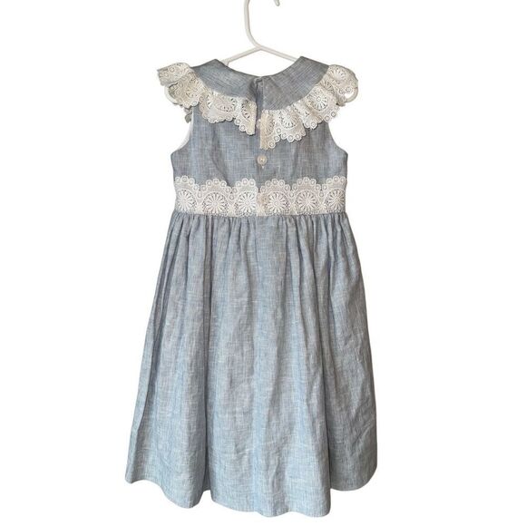 Bailey Boys Vintage Inspired Linen/Cotton Blend Dress With Delicate Lace Feature - Picture 5 of 12